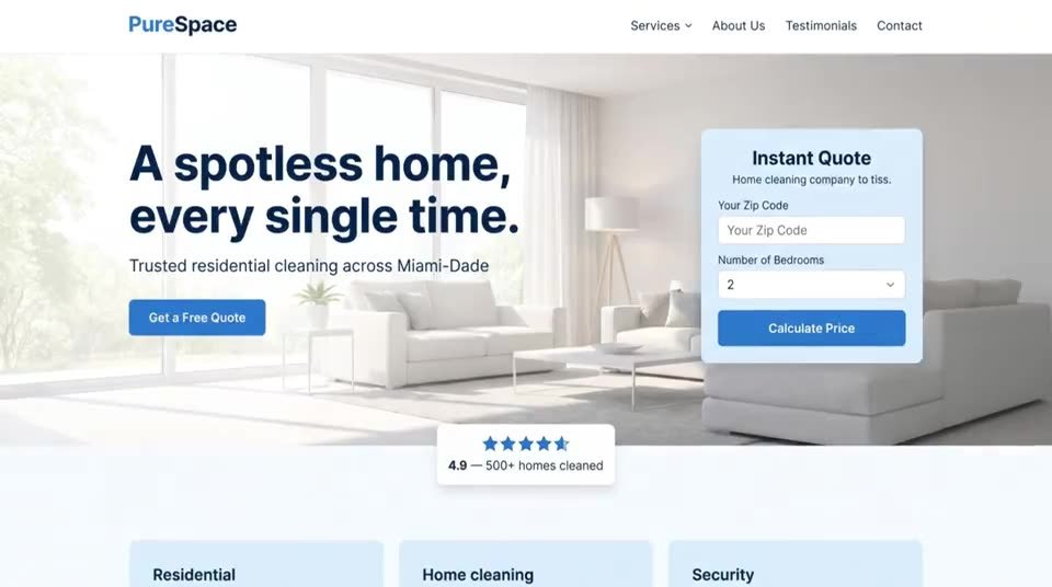 PureSpace — cleaning company website